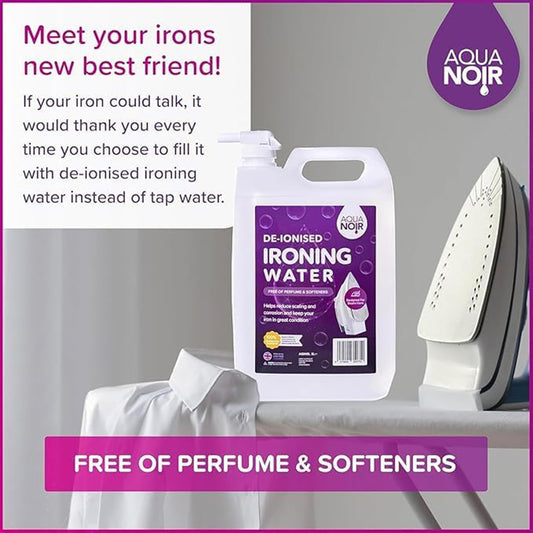 AQUANOIR Deionised Ironing Water 10L | Perfume & Softener Free, Made in UK