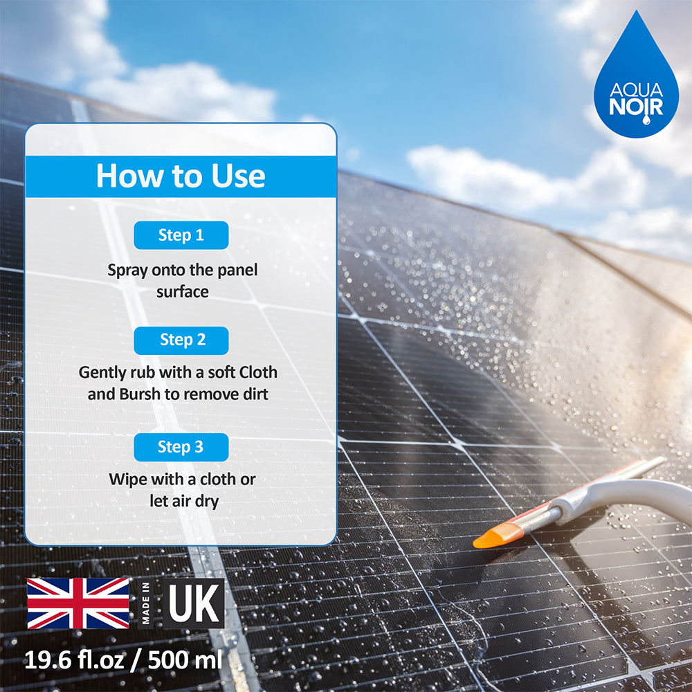 AQUANOIR Solar Panel Cleaner Spray 500ml | Removes Dirt, Dust & Grime