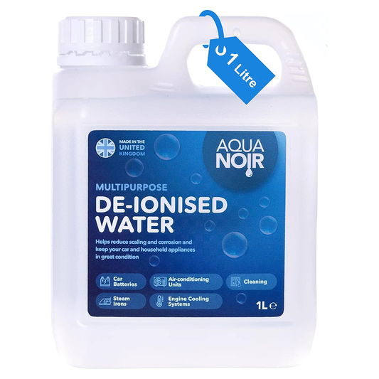 AQUANOIR Deionised Water 1L for Steam Irons, Car Batteries, Cleaning, and Steam Mops