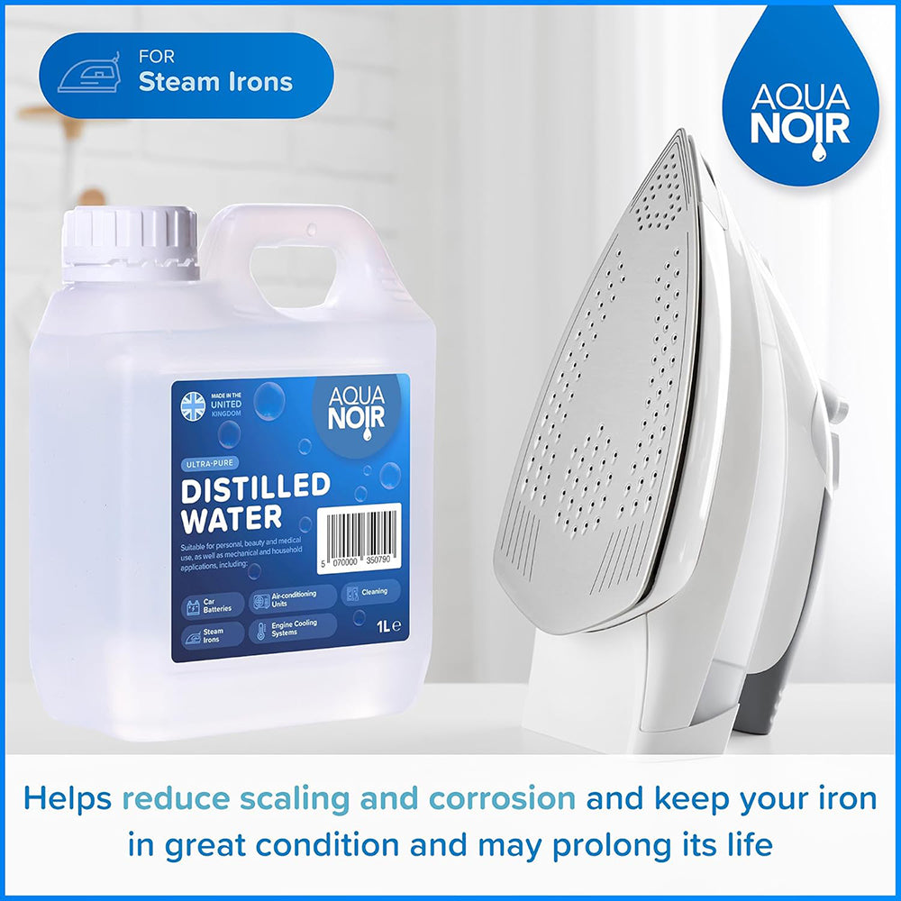 AQUANOIR Distilled Water 1L | For Irons, CPAP & Car Batteries-Made in UK