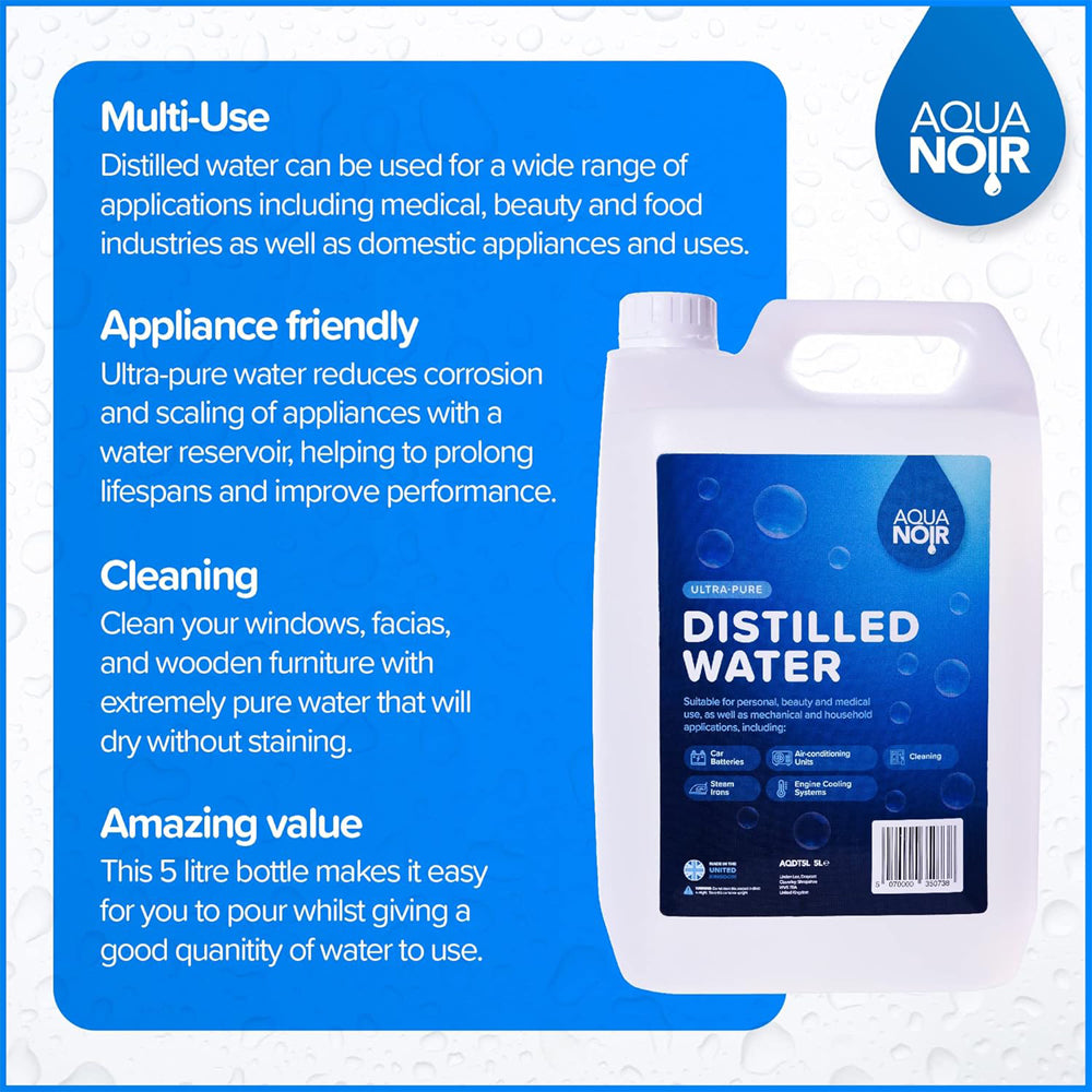 AQUANOIR Distilled Water 10L | For Irons, CPAP & Car Batteries-Made in UK1