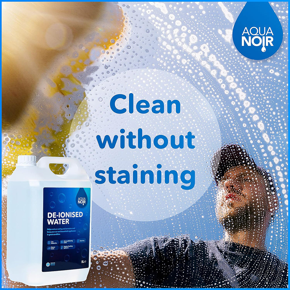 AQUANOIR Deionised Water 5L for Steam Irons, Car Batteries, Cleaning, and Steam Mops